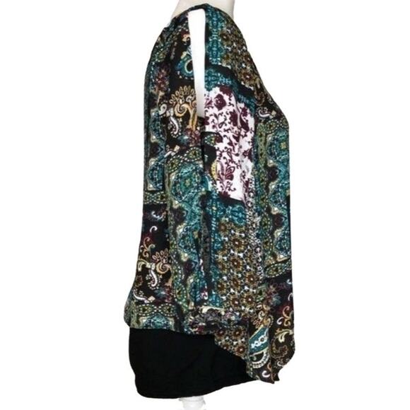 I.N. San Francisco Paisley Blouse with Built In Black Tank Liner | Women's Small - Picture 3 of 5